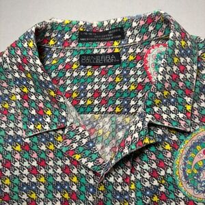 90's Generra Collection Shirt Mens Large Multicolor Houndstooth Paisley Abstract